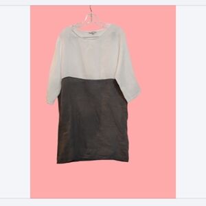 VANESSA ZANI (VZ) Italy Two-Tone White and Gray European Style Midi Dress S